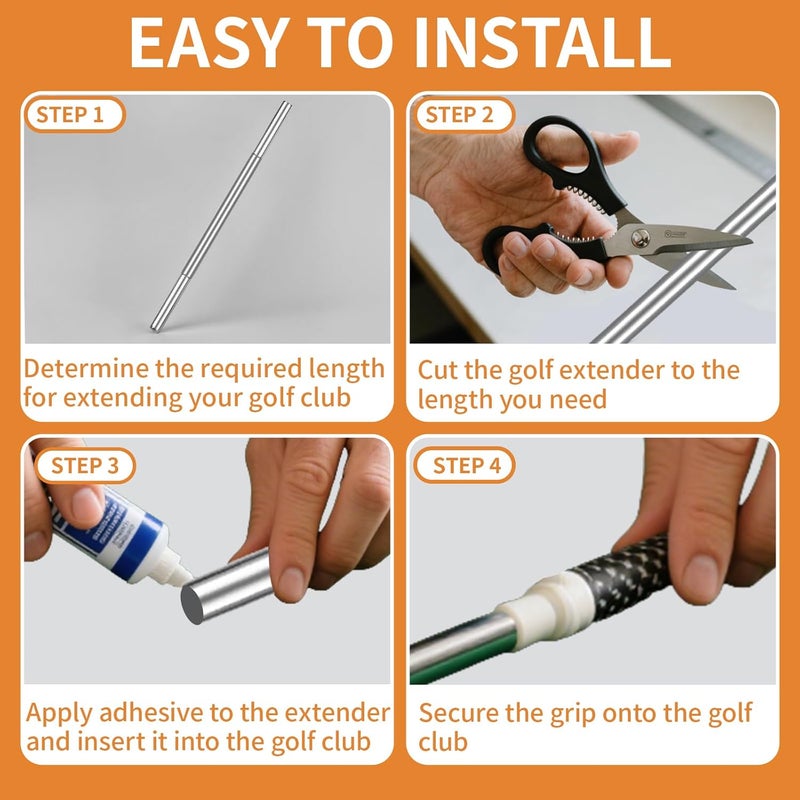 MCSDFN 5 Pcs Golf Club Extensions Steel Shaft 0.60" Golf Shaft Extension Golf Club Shaft Extensions Putter Extension kit for Iron and Wood Golf Clubs Length Adjustment - Image 5